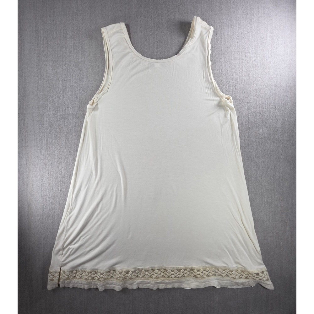 Christine Sleep Dress Womens 2X White Viscose Lace Trim Sleeveless‎ Loungewear